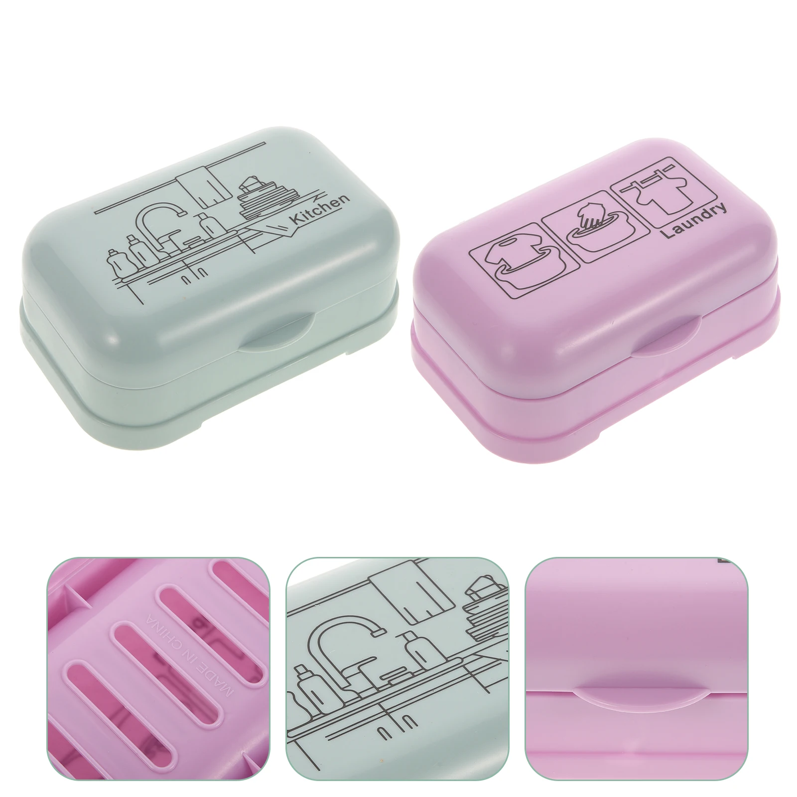 

2pcs Box With Lid Travel Holder Household Waterproof Container Camping Travel Bathroom Storage Shower Dish Box For Traveling