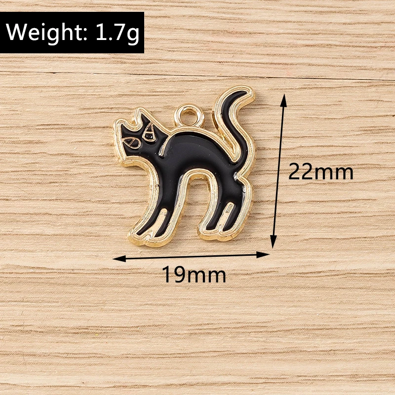 Tusember 20 Stück Emaille-Hexenhut-Katzen-Schädel-Fledermaus-Spinnen-Charm-Anhänger für Halsketten, Ohrringe, DIY-Armbänder, Halloween-Schmuckherstellung – Detail 2