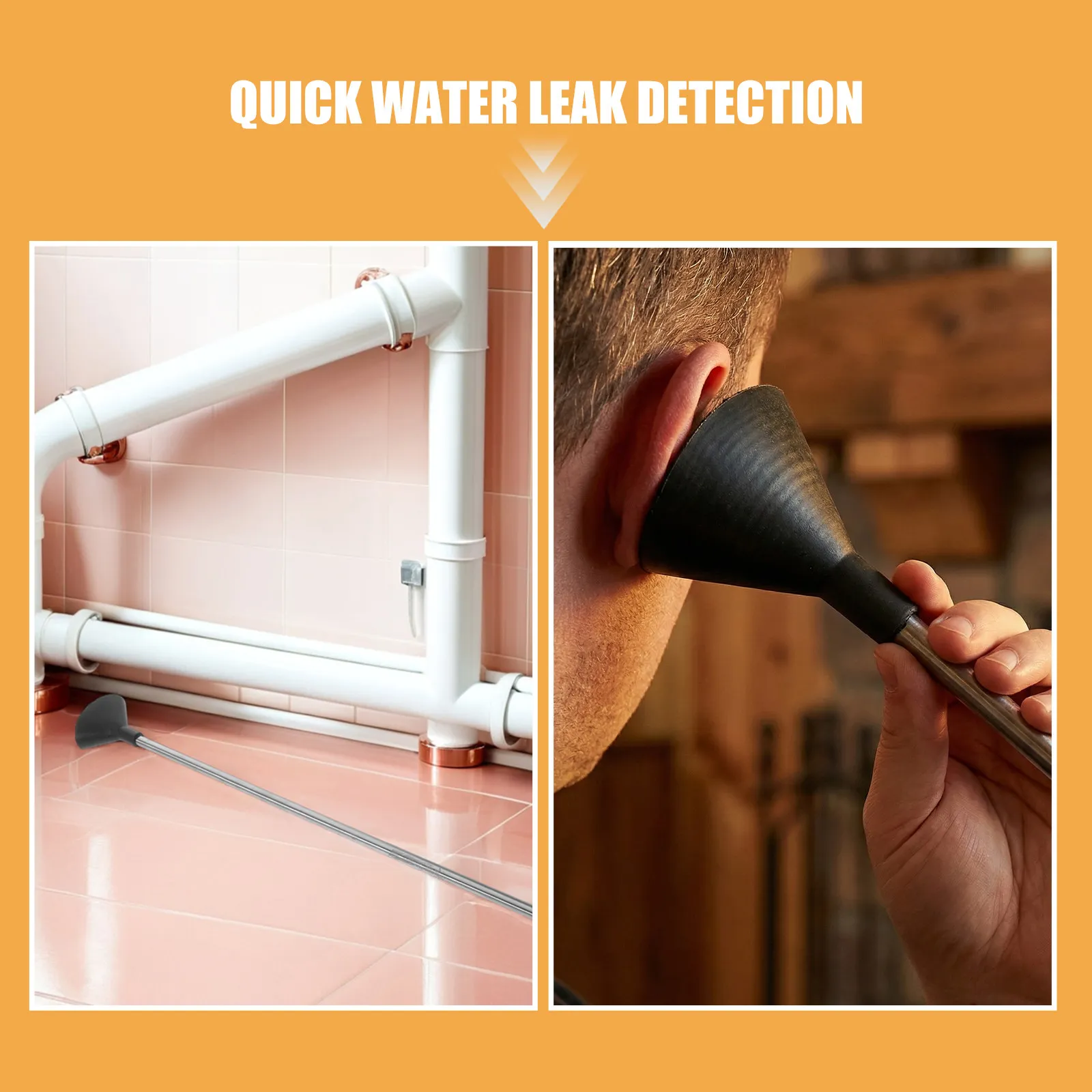 Stainless Steel Leak Detection Rod 40Cm High Sensitivity Acoustic Tester Tool for Underground Water Pipeline Inspection and Home