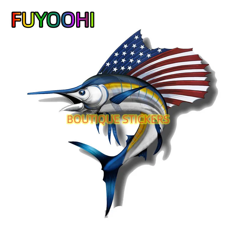 

FUYOOHI Beautiful Stickers Funny USA America Marlin Fish Car Sticker Motorcycle Cover Scratches Waterproof PVC