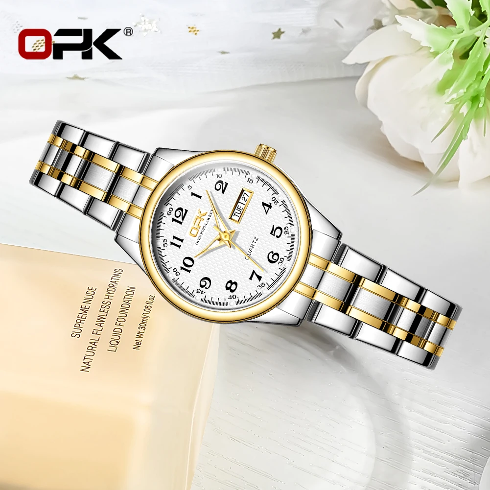 OPK8110 Women's Watch Elegance Slender Dial Quartz Watch Week Calendar HD Luminous Function Waterproof Digital Scale Watch