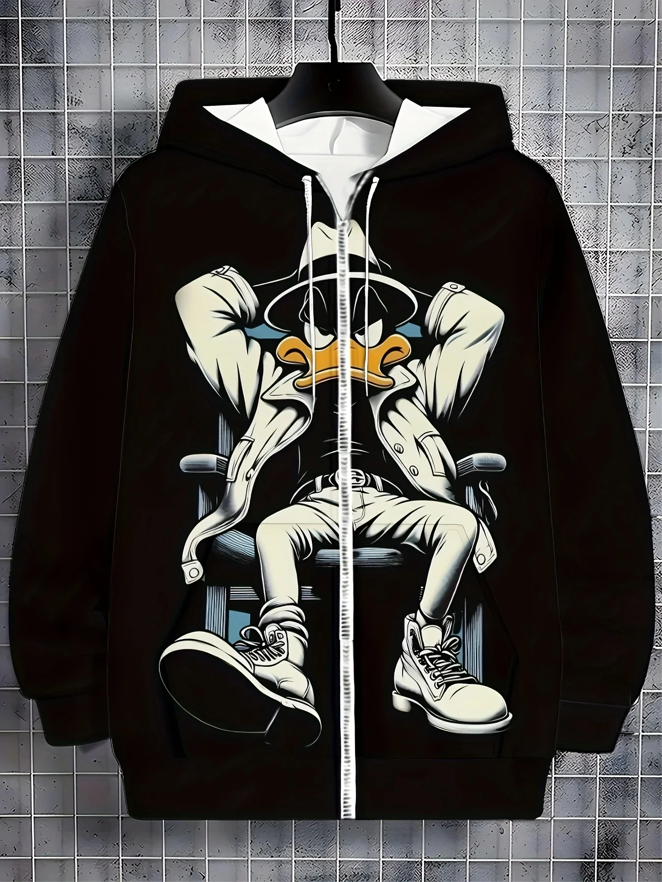 Men Zip Up Hoodie Colorful Splash Graffiti Skateboard Game Controller Skull Light Bulb Full Print Polyester Street Casual Hooded