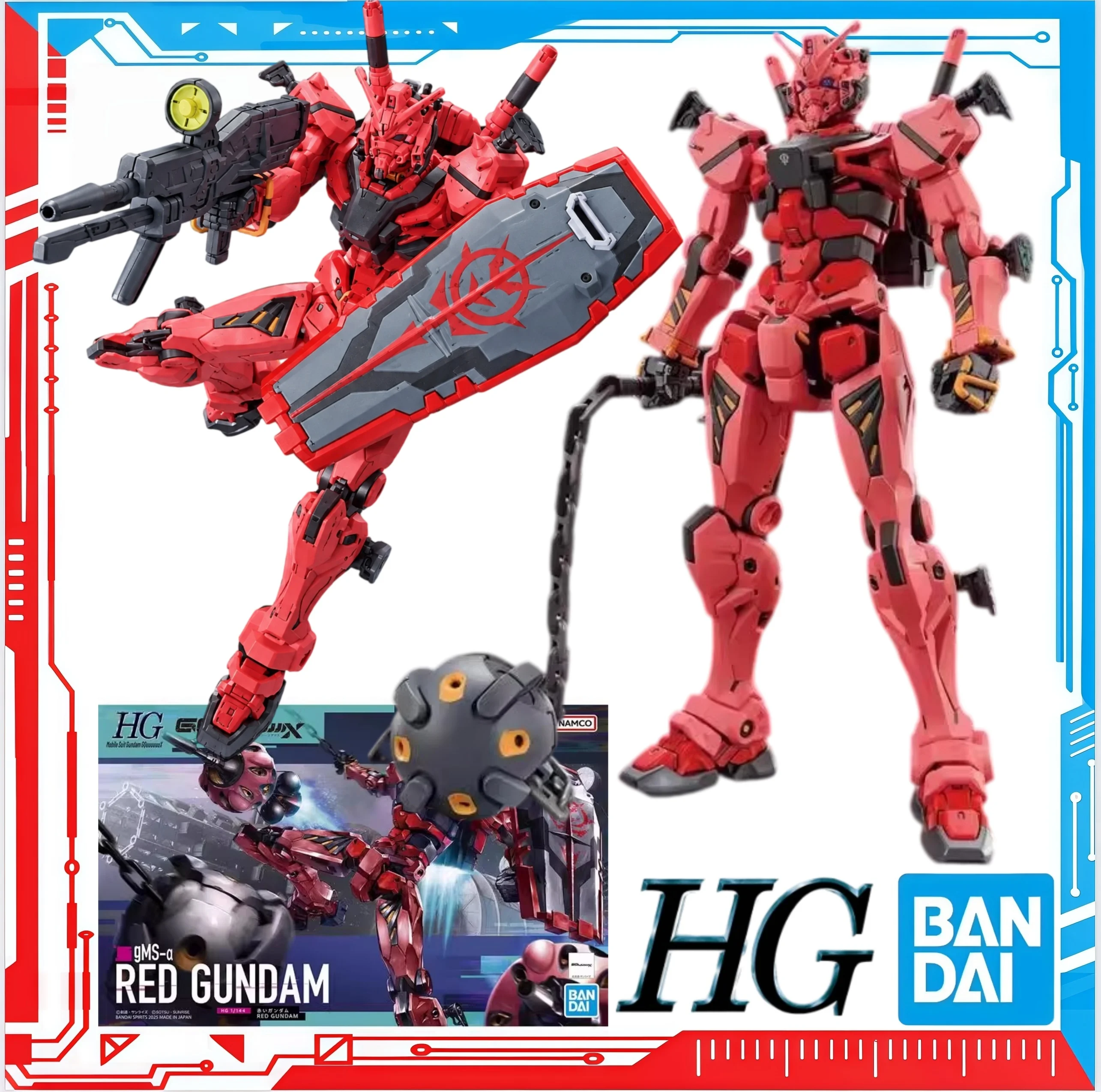Bandai HG 1/144 HGUC Gundam GQuuuuuuX GUNDAM RED Model Kit Anime Fighter Assembly Model Anime Action Figure Toy Gift for Kids