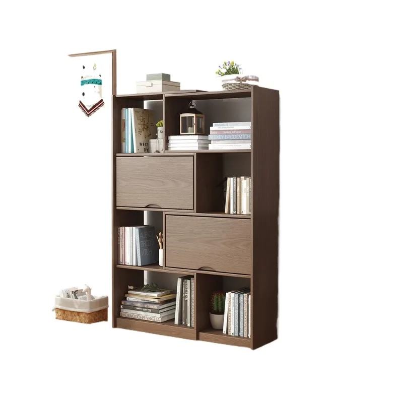 

Solid wood bookcase retractable lattice storage cabinet Living room against the wall floor-to-ceiling bookshelf display cabinet