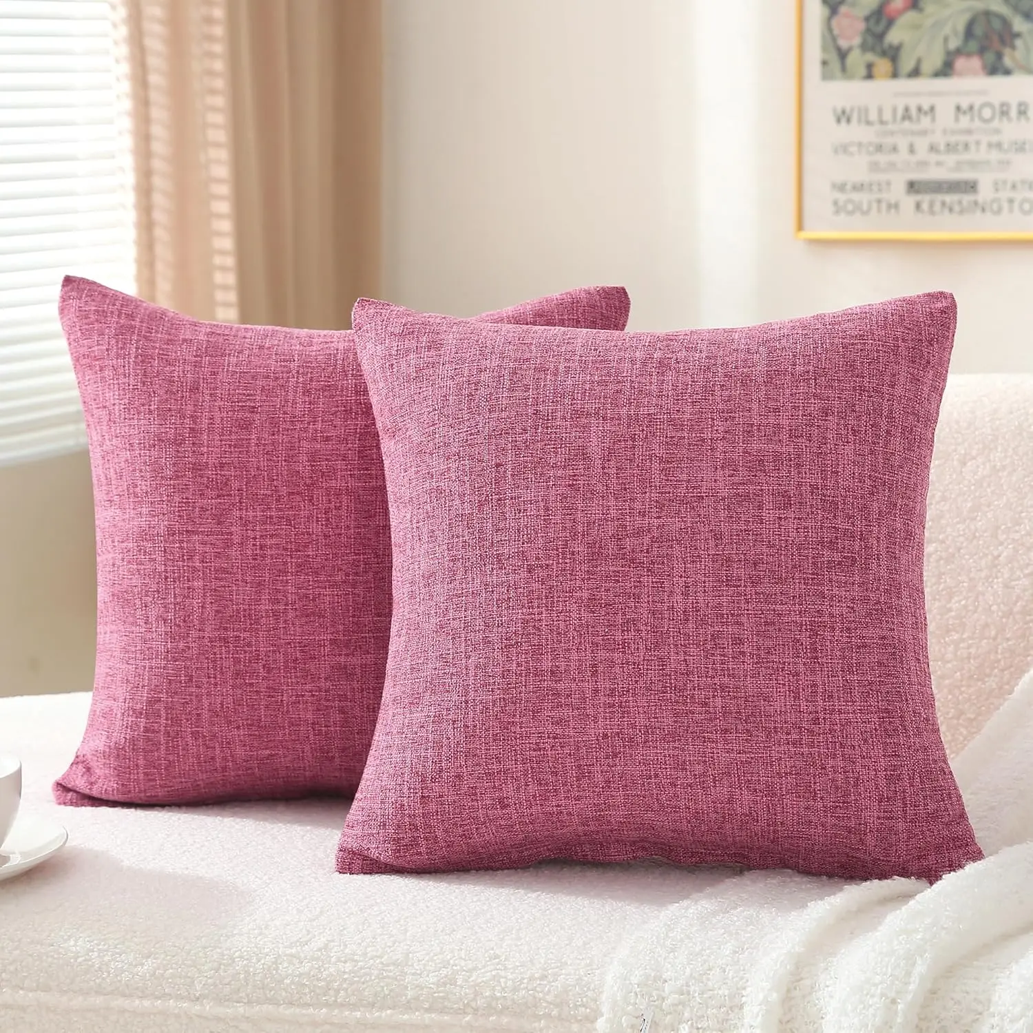 Packung mit 2 einfarbigen dekorativen Leinen-Kissenbezügen, einfach, bequem und weich, zur Dekoration von Sofa, Wohnzimmer und Schlafzimmer – Detail 14