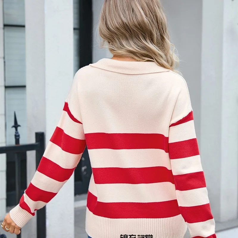 

Women's Oversized Striped PLOL Collar Sweater Knitwear Faionable European Sle Polyester Acrylic Spring Autumn Winter