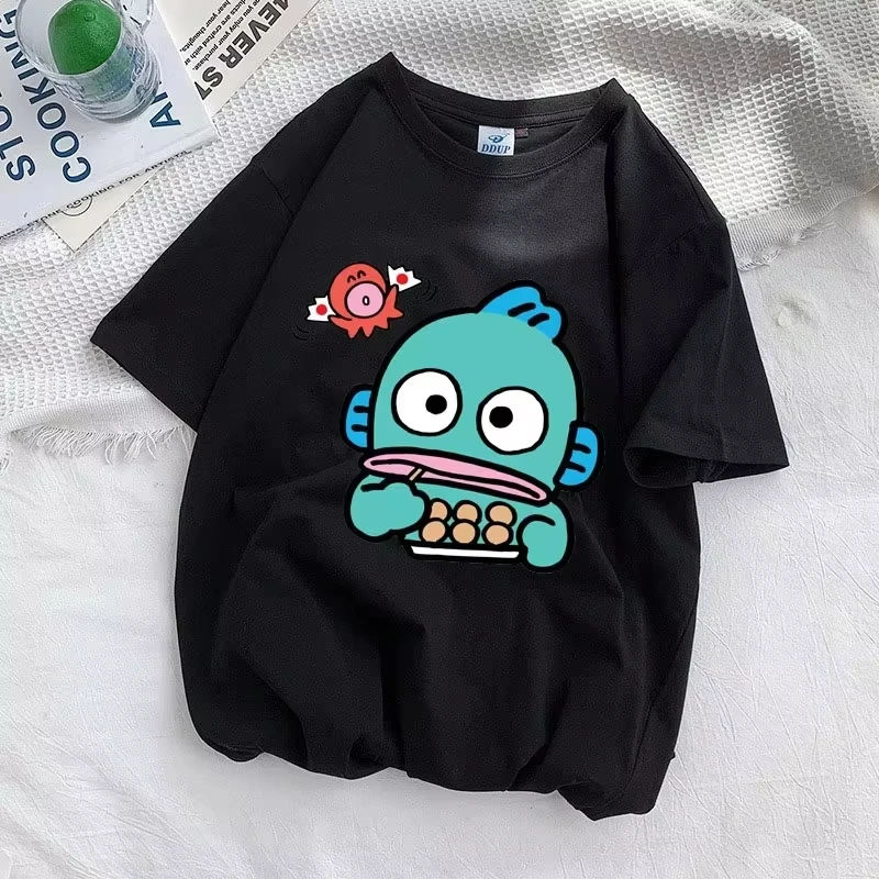 

2026 Sanrio Summer Short-sleeve Printed T-shirt Women Couple Cartoon Hangyodon Versatile Casual Fashionable Cute Clothing Tops