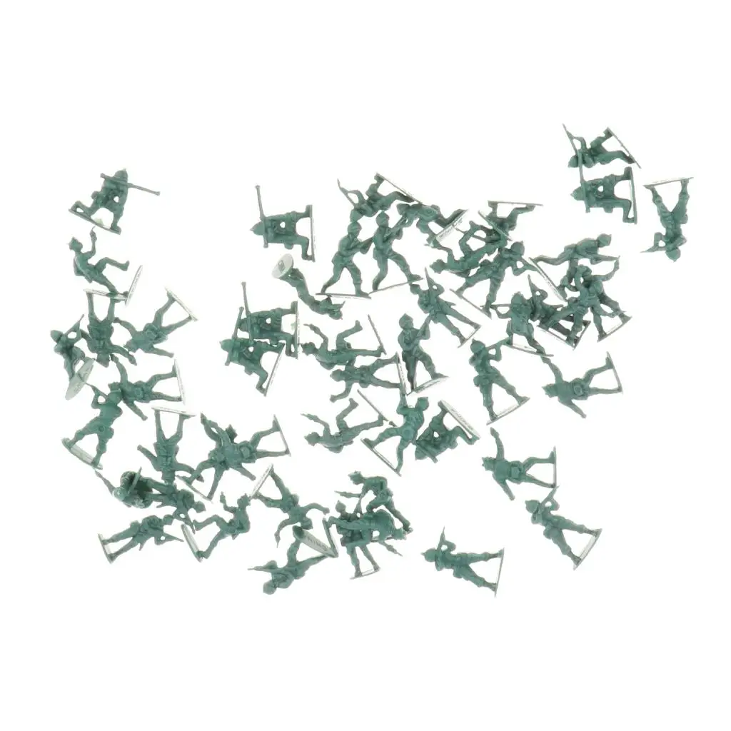 

100 Pieces Mini Plastic Army Toy Soldiers Small War Soldier Figures for Scene Play Sand Base Accessories