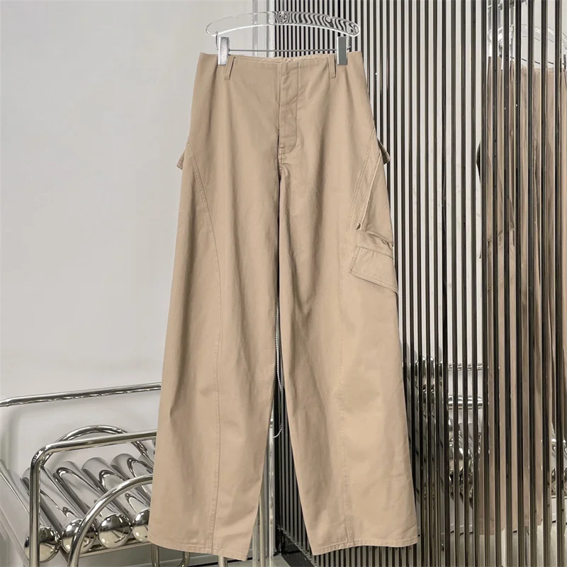 سراويل نسائية جديدة منخفضة الارتفاع بقصة ضيقة سراويل مستقيمة الساق لخريف 2025 سراويل شحن متعددة الجيوب مزخرفة سراويل قطنية نقية #2