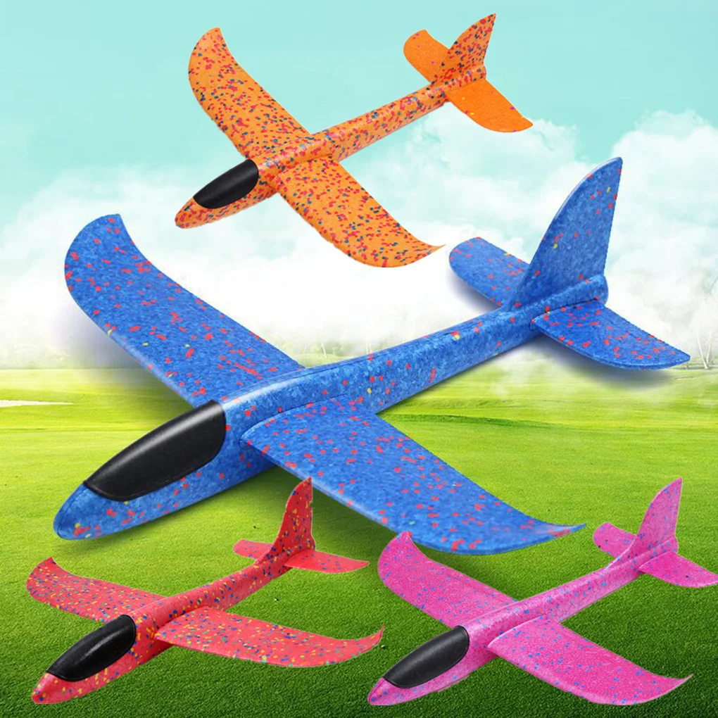 Aviones planeadores voladores de lanzamiento manual para niños de 35CM/48CM, juguetes para niños, modelo de avión de espuma, juguetes divertidos al