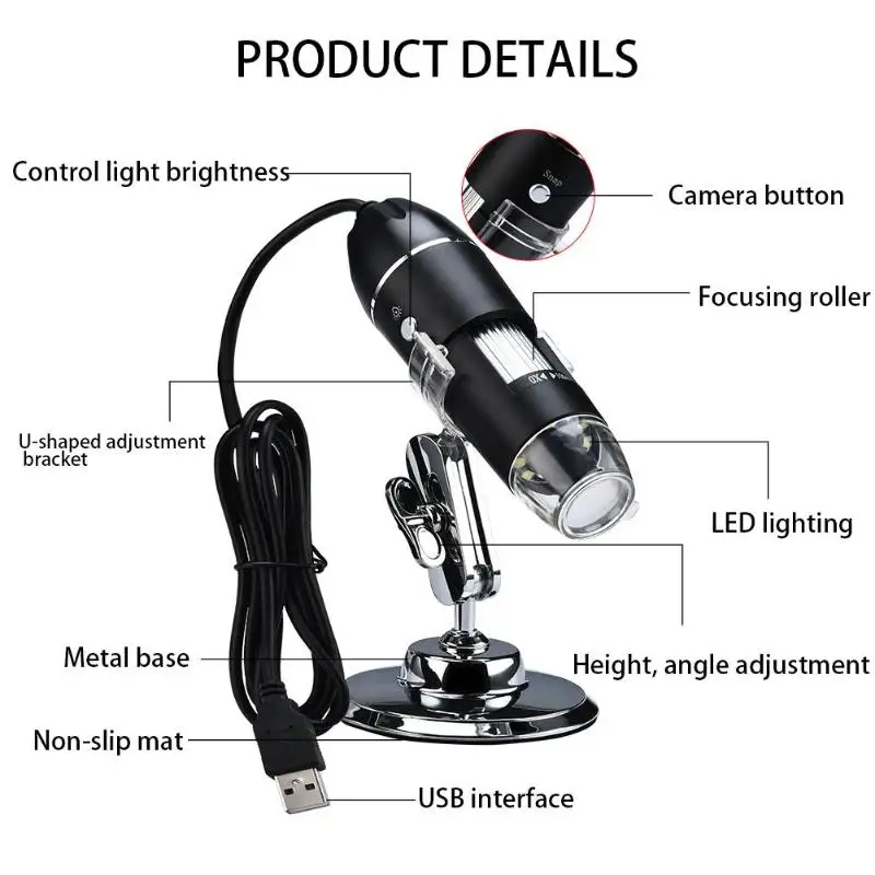 1600X Kính Hiển Vi Kỹ Thuật Số Camera 3in1 Loại C USB Di Động Kính Hiển Vi Điện Tử Cho Hàn Kính Lúp Có Đèn LED Cho Tế Bào Sửa Chữa Điện Thoại