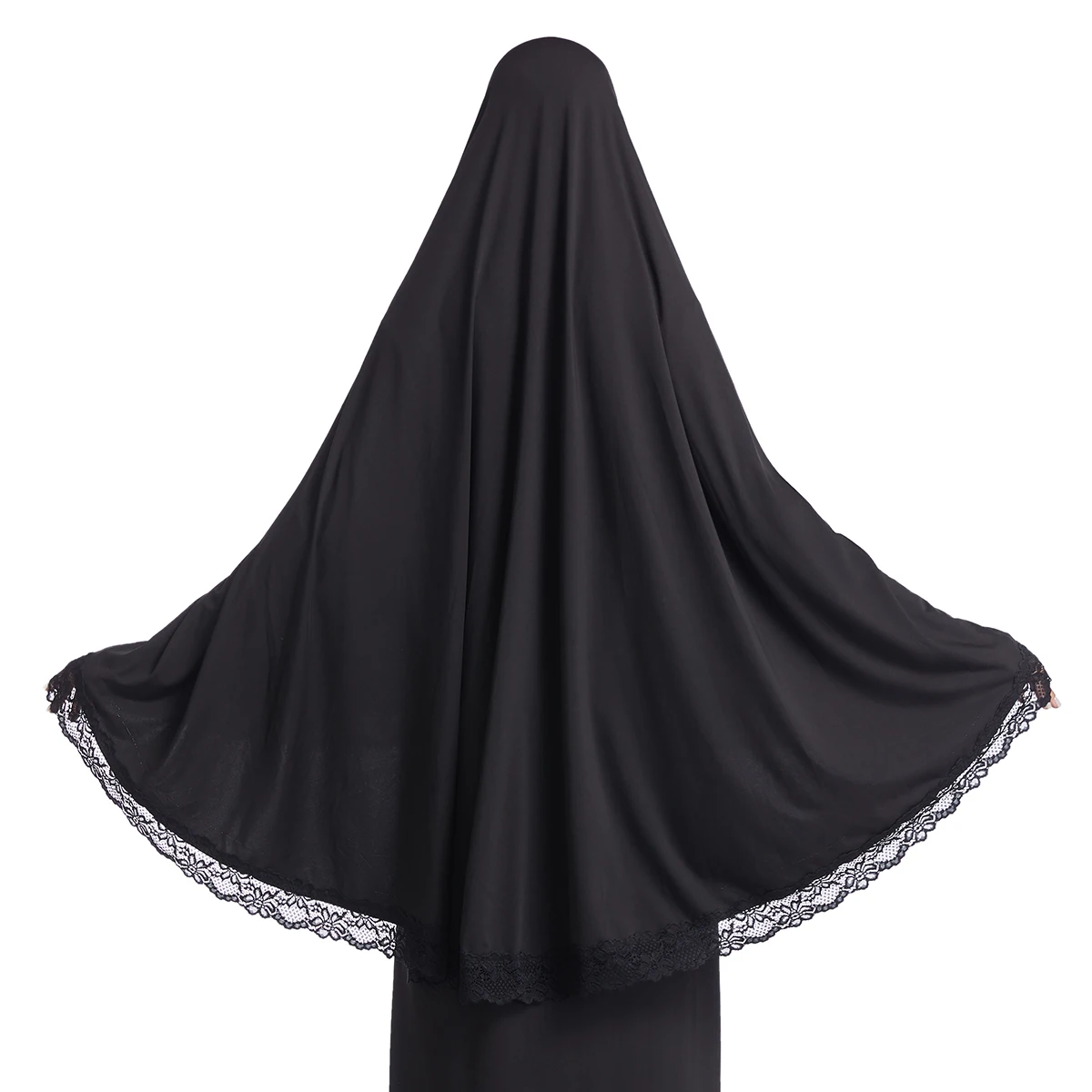 Muzułmanki koronkowy czysty kolor długi hidżabowy arabski damski wewnętrzny szalik wysoki Turban na głowę opaska modlitewna