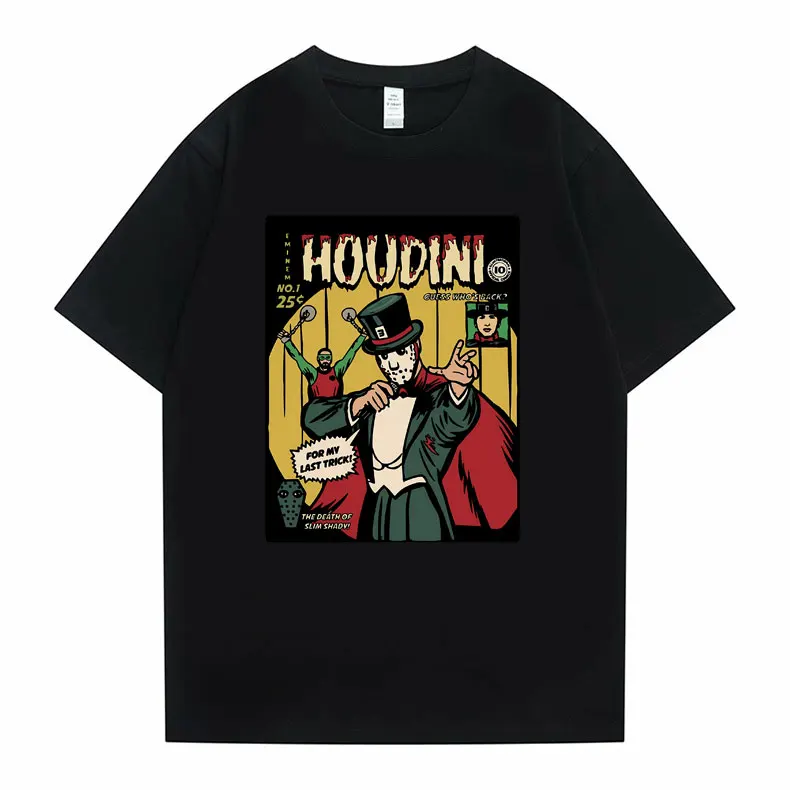 

Rapper Eminem The Real Slim Shady Houdini Tshirt Male Fashion Casual Streetwear Men Women Hip Hop Oversized T-shirts Fans Gift