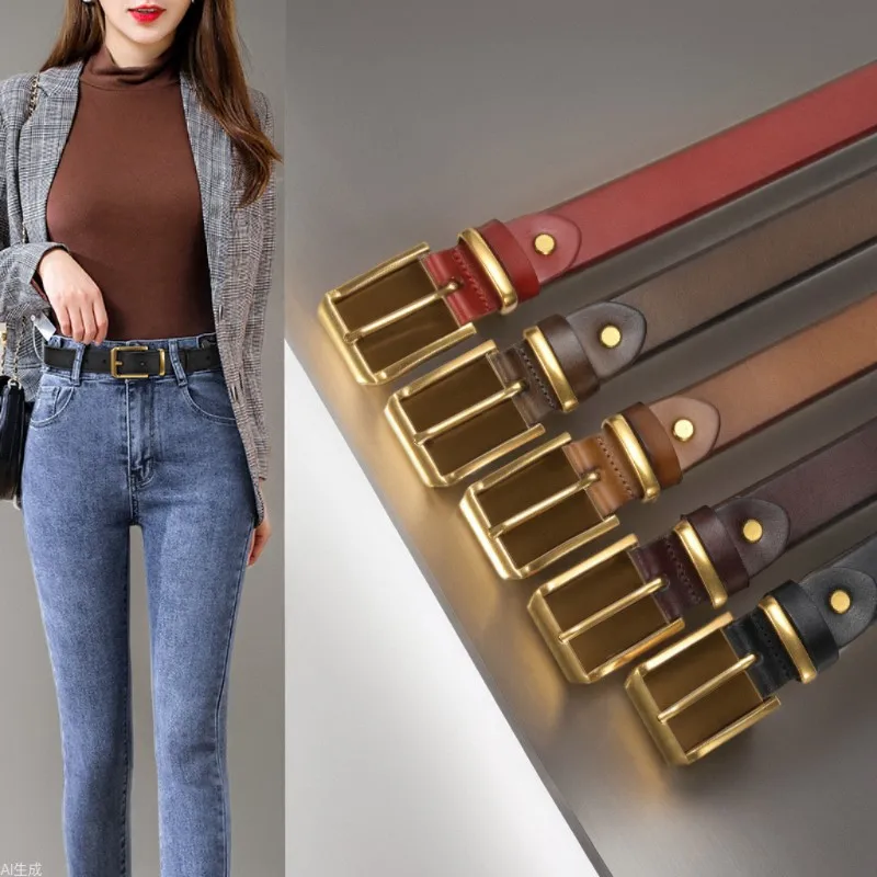 

Модный и универсальный кожаный женский ремень в винтажном стиле, хорошо пары с джинсами.