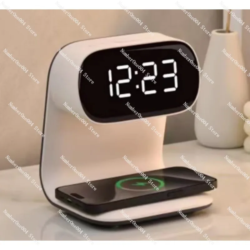 

Mobile Phone Wireless Charging Clock Night Light Multi-function Plug-in Household Bedside Small Light Luxury Advanced Alarm