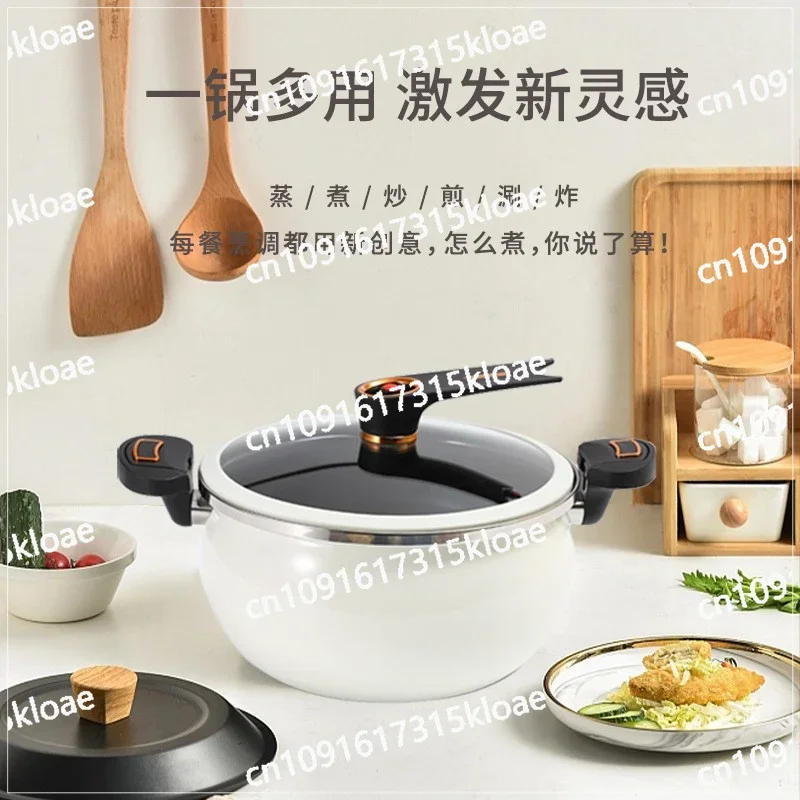 Household 8 liters large capacity enamel micro pressure pot non-stick pan binaural pressure