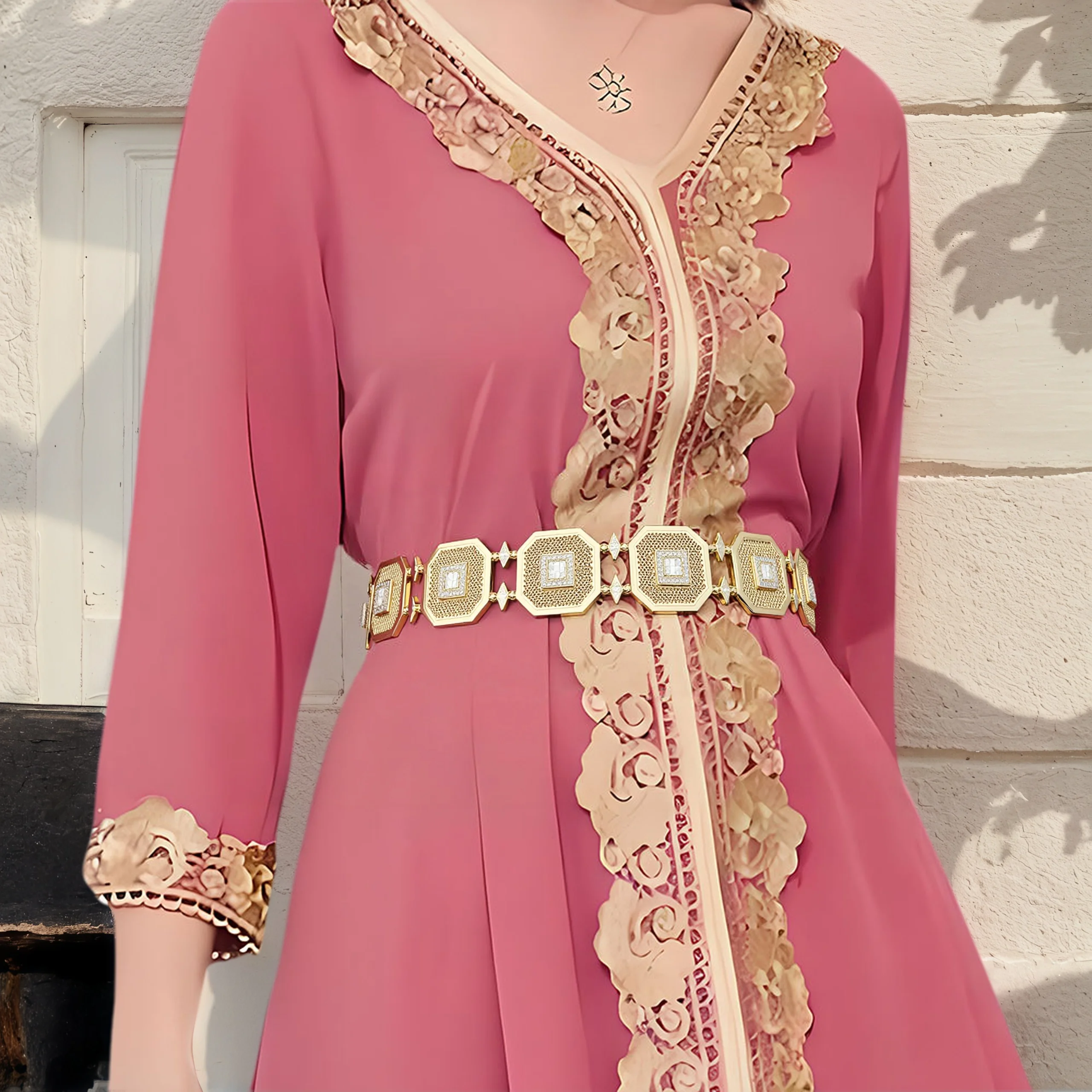 

Алжир Марокканский веревочный пояс для женщин, свадебный пояс с кисточками, пояс для невесты, ювелирные изделия золотого цвета, толстый веревочный пояс с арабской застежкой