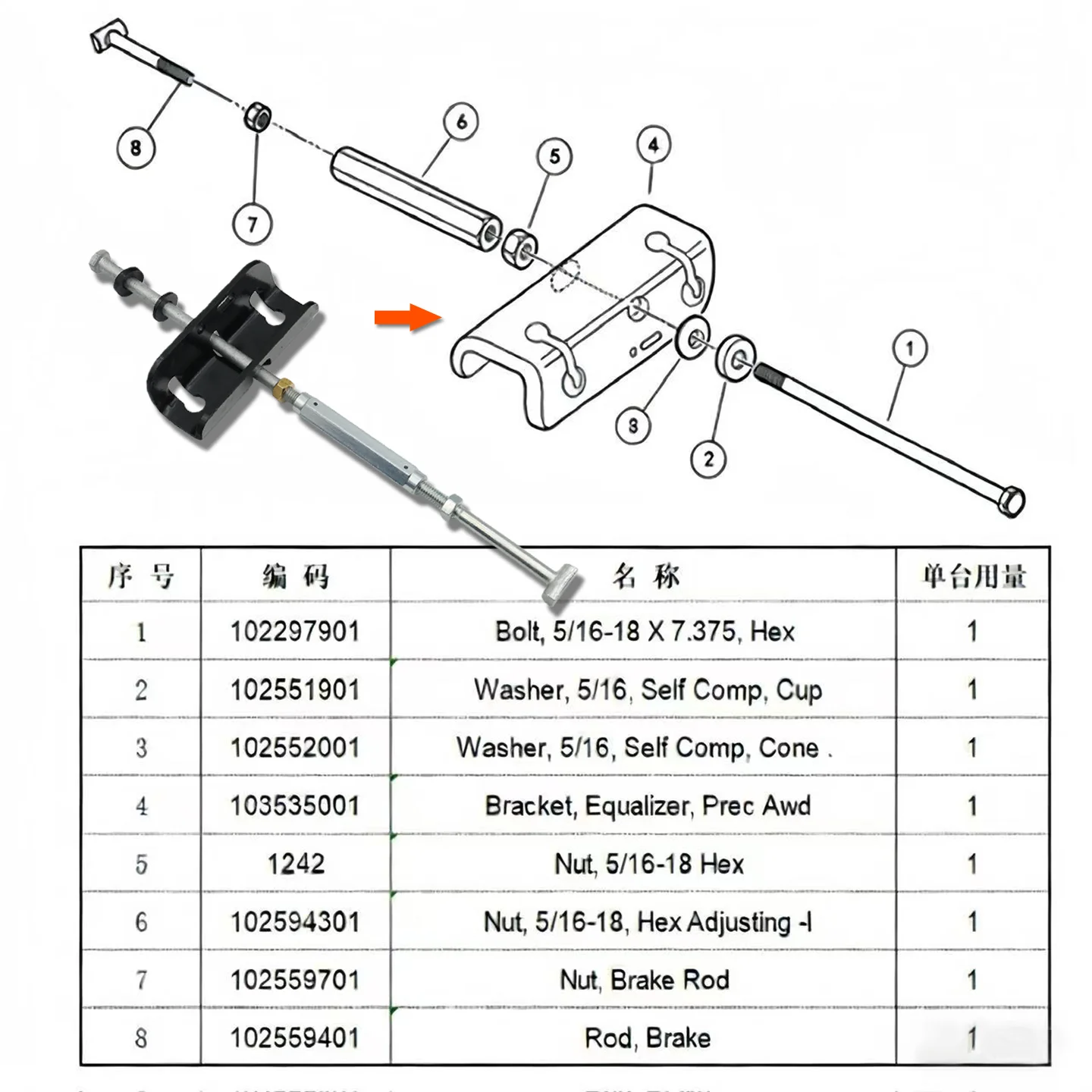 Clubcar Precedent Brake Rod Kit with Linkage for Golf Cart OE 102594301 102559401 102559701 102297901 1242 103535001 102551901