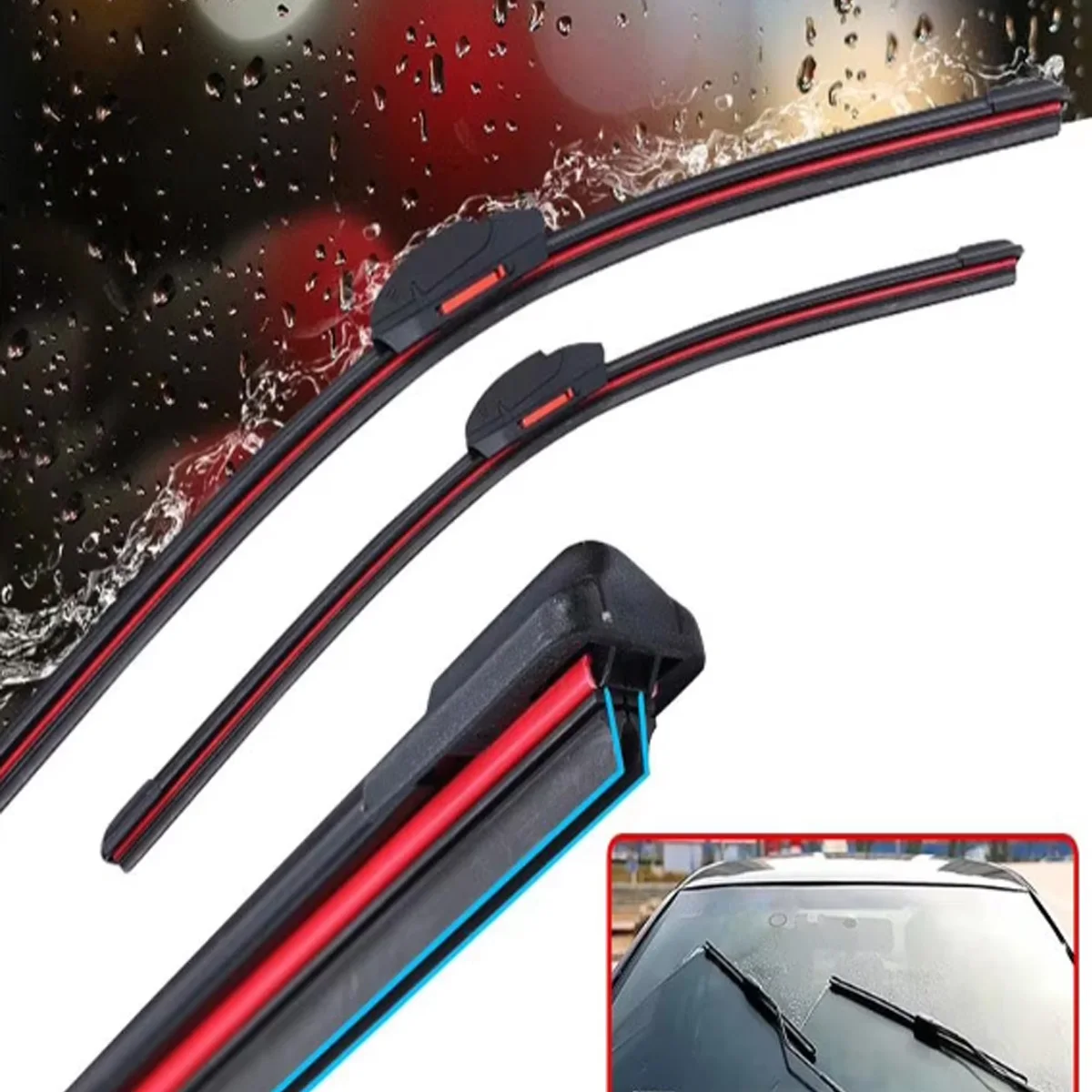 J hook Universal Car Windshield Wiper Blades Double Layer Soft Rubber Automotive Replacement Wipers 14\