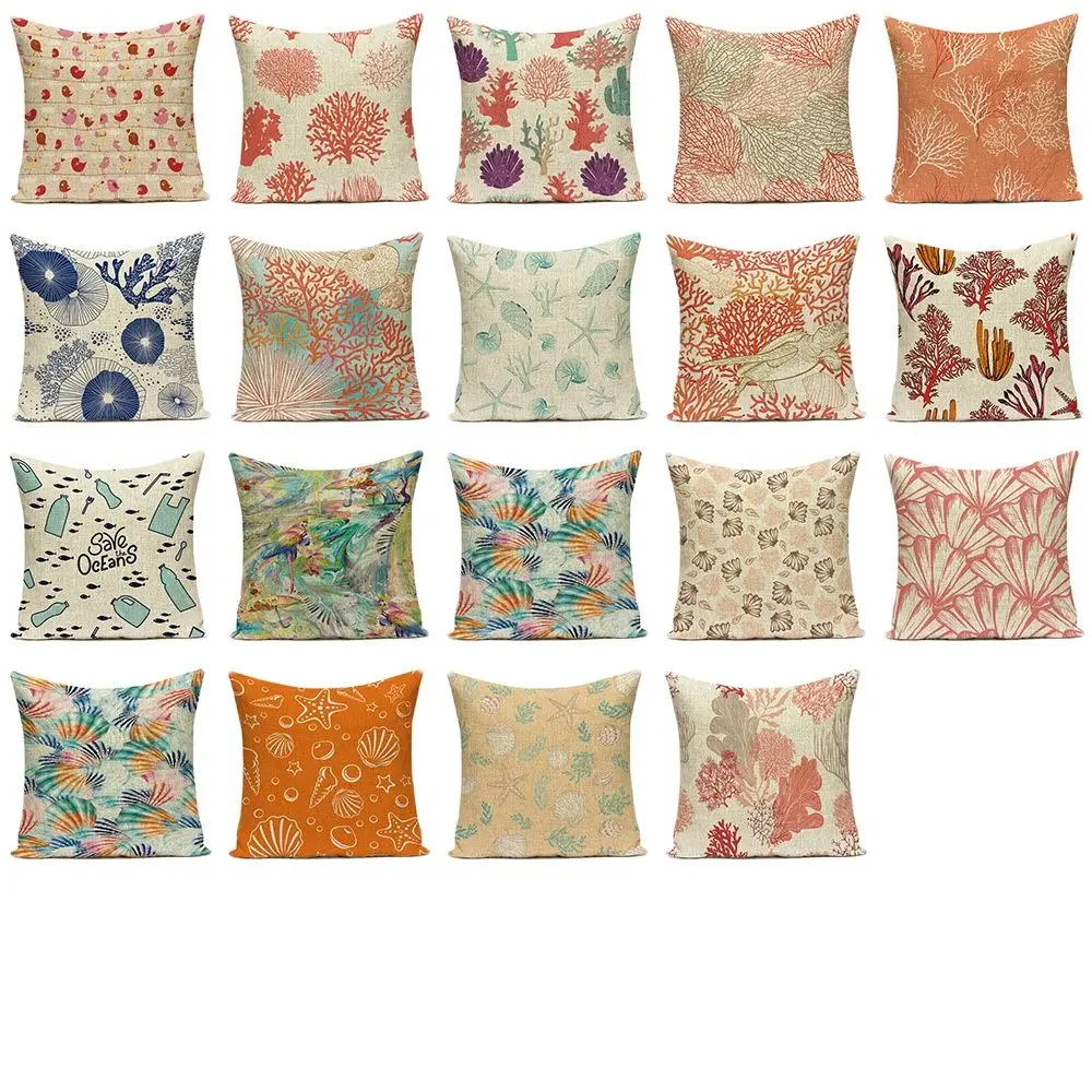 Tropical Plants Cotton Linen Flower Pattern Throw Pillow Cushion Cover Seat Car Home Decor Sofa Bed Decorative Pillow Case Cojin