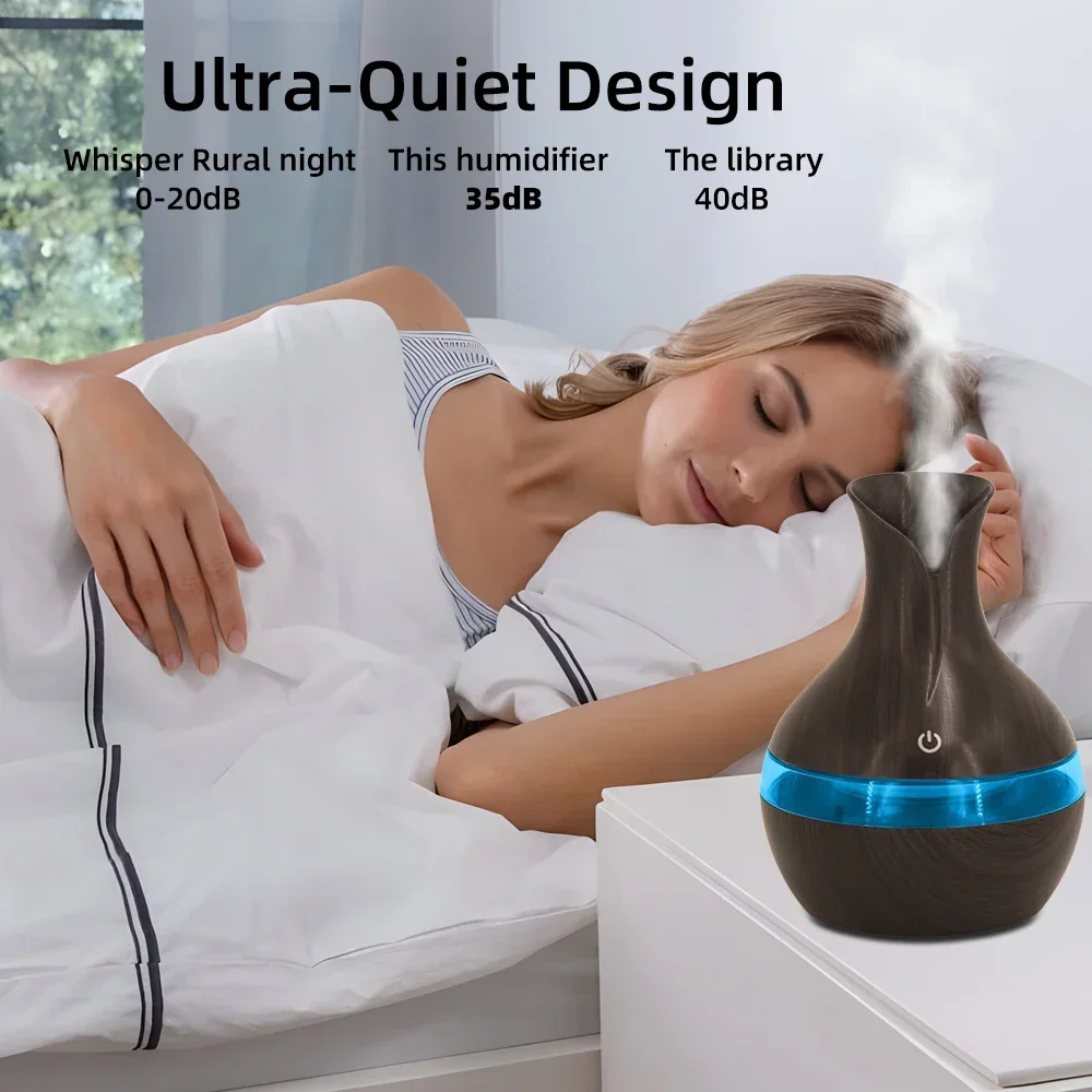 300ml USB コンパクト加湿器 & エッセンシャル オイル ディフューザー ポータブル アロマセラピー 乾燥空気、旅行、オフィス、小さな部屋に最適