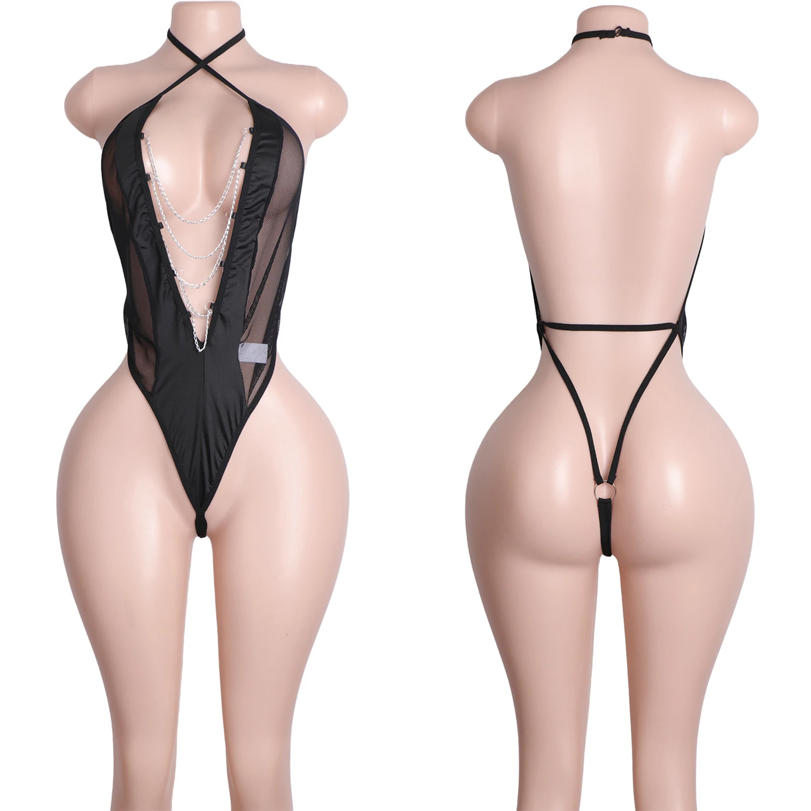 Bondage Bikini Erotic Lingerie Sexy Pole Dance Outfit Tied Mesh Swimwear Clubwear Seductive Women Fashion Apparel