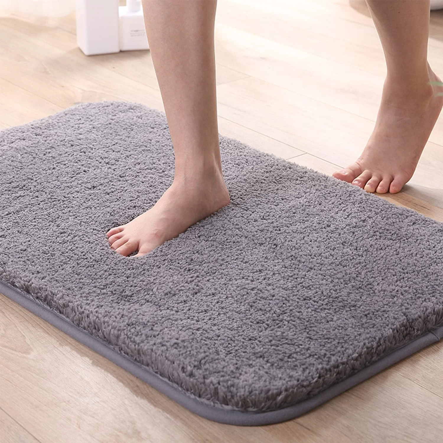 

Soft Rectangle Microfiber Tufted Bathroom Carpets Shaggy Soft Nonslip Floor Carpets Home Decorative Non-slip Bath Floor Mats