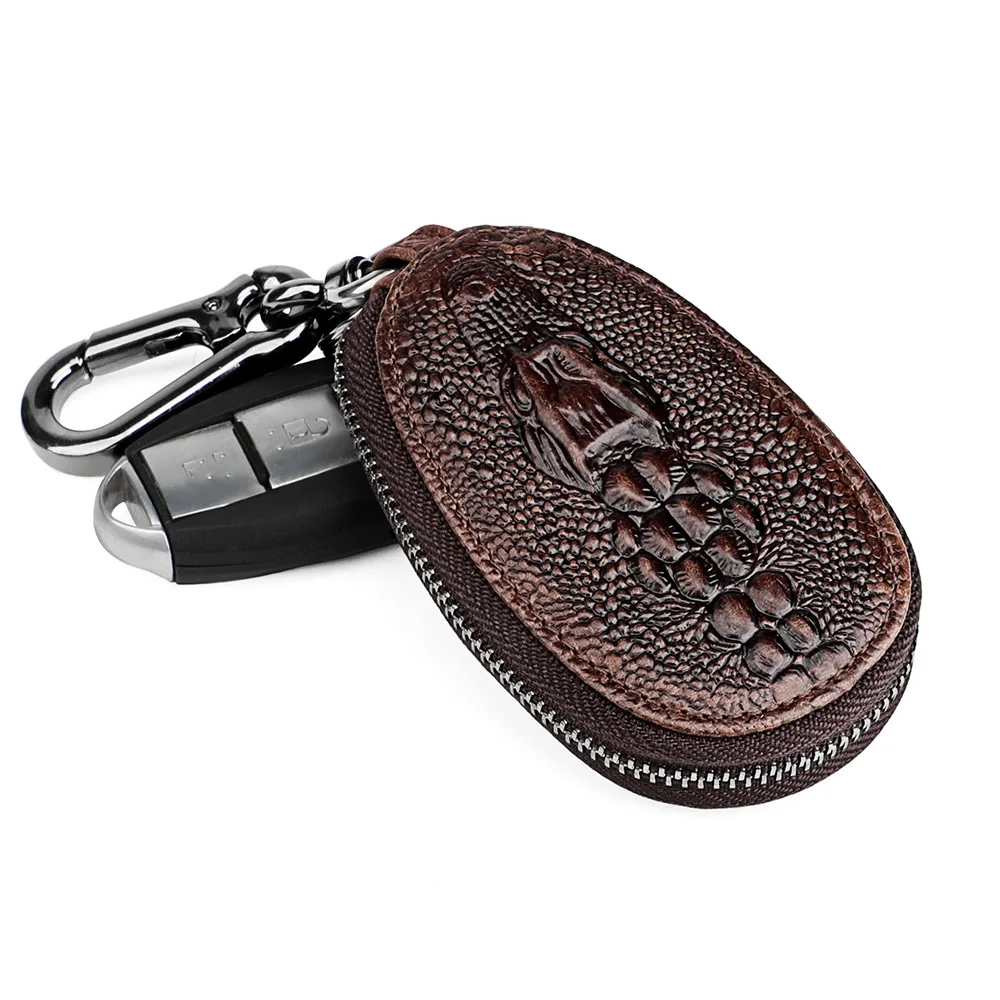 3D Embossed Leather Crocodile Car Key Fob Real Leather Case for Key Fob Protector