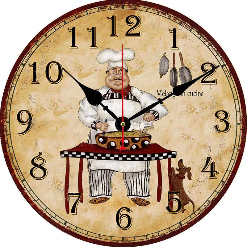 Chef Vintage Wall Clock Modern Design Living Room Bedroom Office Decoration Kitchen Clock Art Wall Watch Home Decor