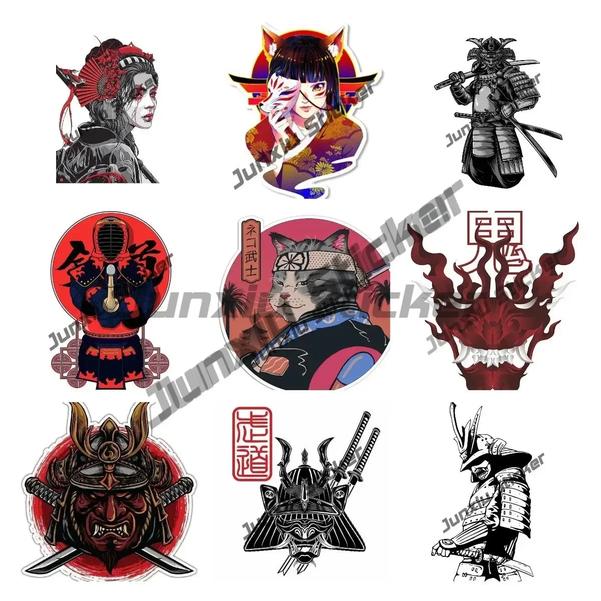 

Japanese Aikido Samurai Warrior Graphics Gato Samurai Japonés Armor Samurai Ninja Bushido Sticker Vinyl Suitable Decal Decor