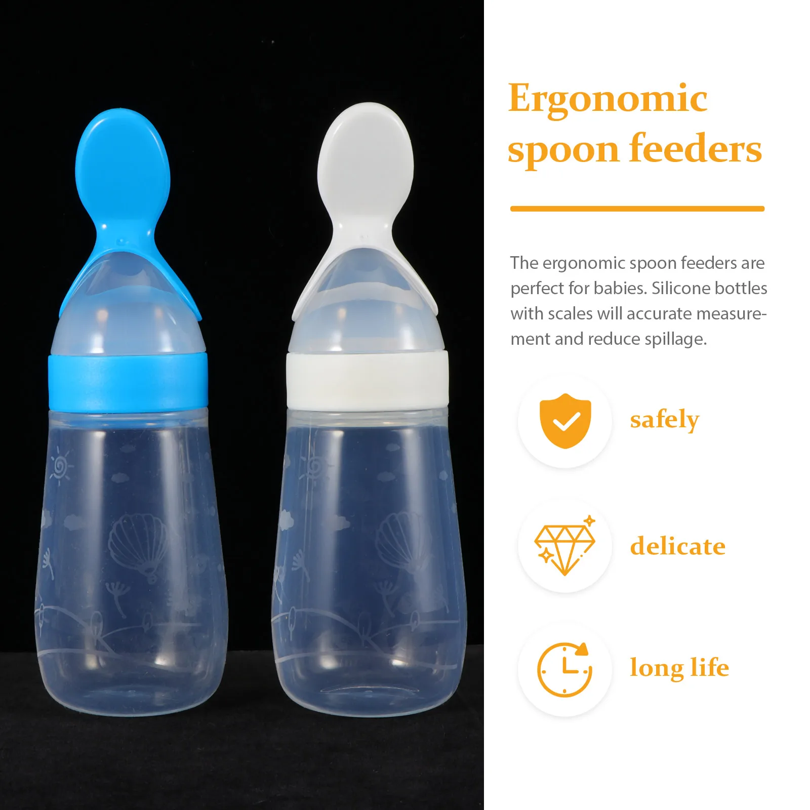 

2pcs Silicone Rice Feeders Bottle Baby Tableware Squeeze Containers Portable Milk Puree Feeding Bottle Durable Safe
