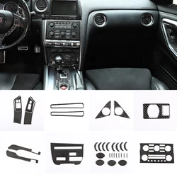 For Nissan GTR R35 2008-2016 Real Carbon Fiber Car Steering Wheel Dash Board CD Gear Shift Air Vent Sticker Interior LHD/RHD