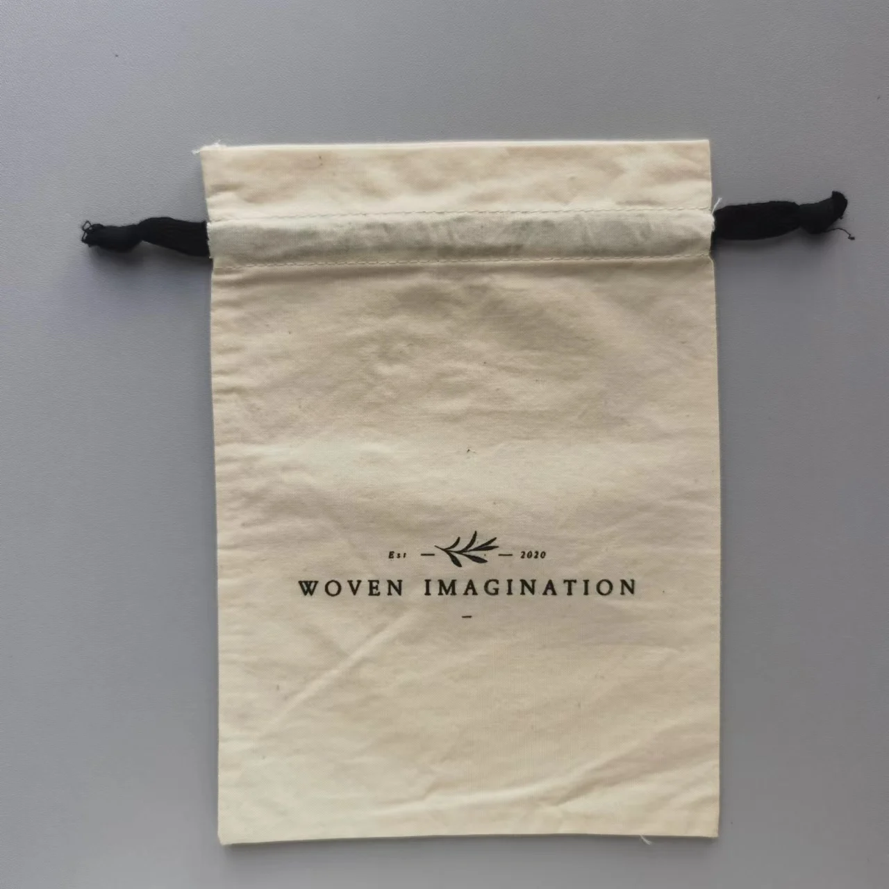 50 Pure Cotton Drawstring Bag with Black Rope for Jewelry Gift Packaging Pouches Chic Wedding Party Favor Bags Personalized Logo