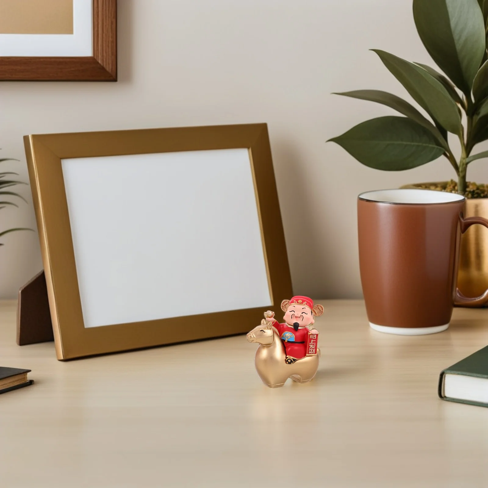 

Feng Shui Cai Shen Statue Year of The Horse Decor for Home Office Lucky Brass Wealth God Riding Horse Sculpture Chinese New Year