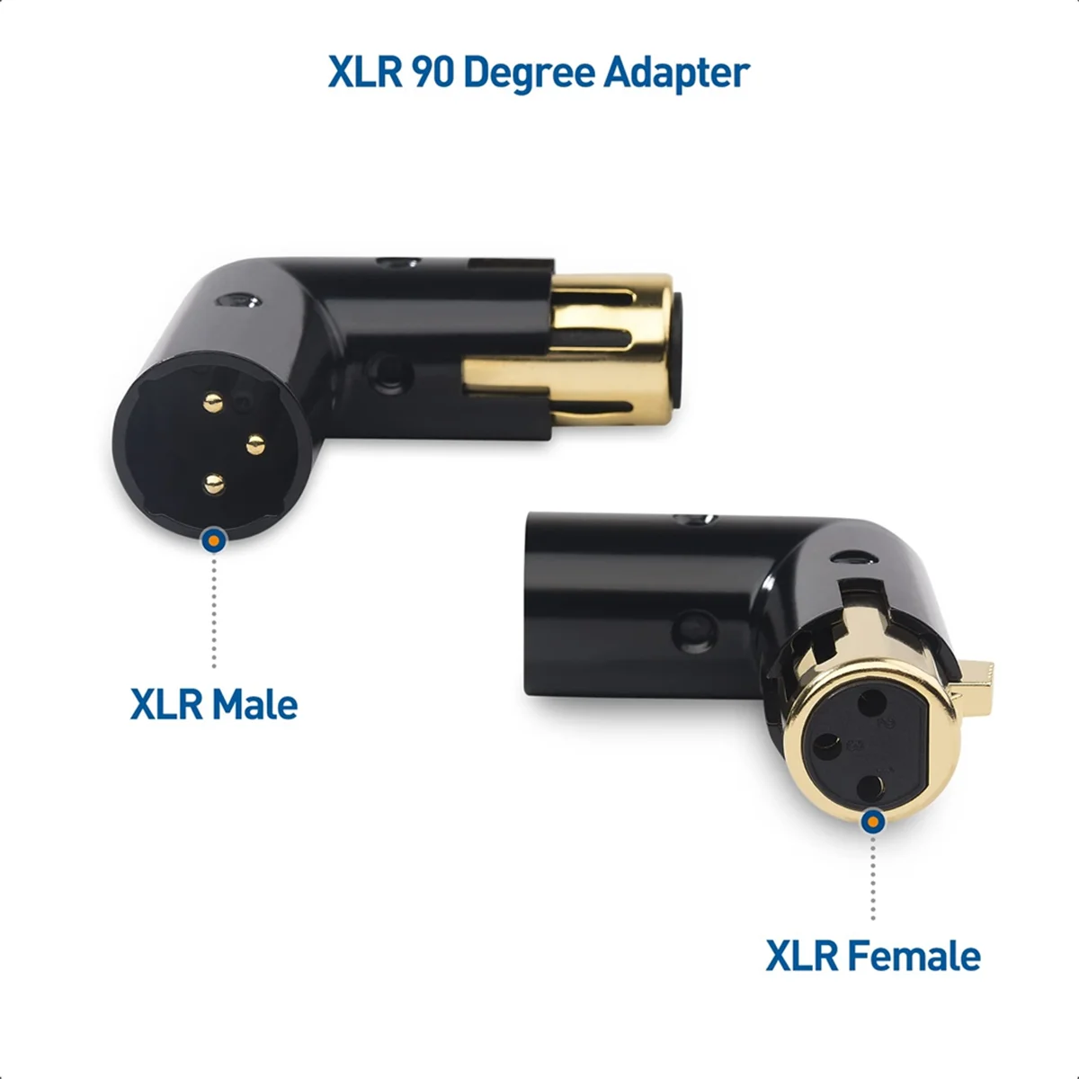 ABKM 1 Buah Adaptor Sudut XLR 3Pin Adaptor XLR Sudut Kanan Pria Ke Wanita Dapat Disesuaikan Adaptor XLR 90 Derajat