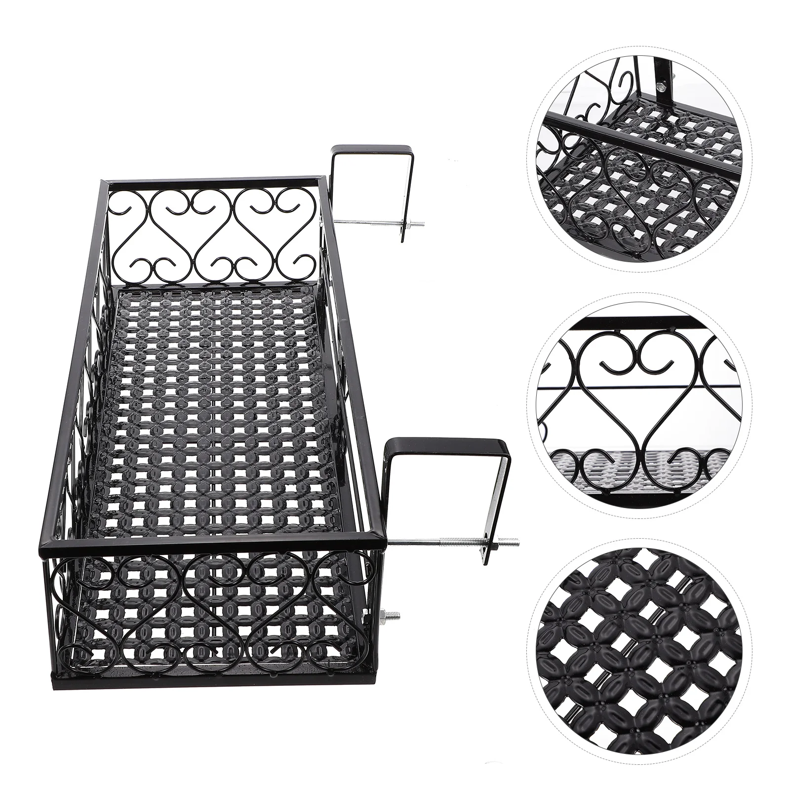 

Hanging Flower Stand Balcony Pot Holder Deck Railing Planter Iron Basket Large Capacity Sturdy Structure Premium Material