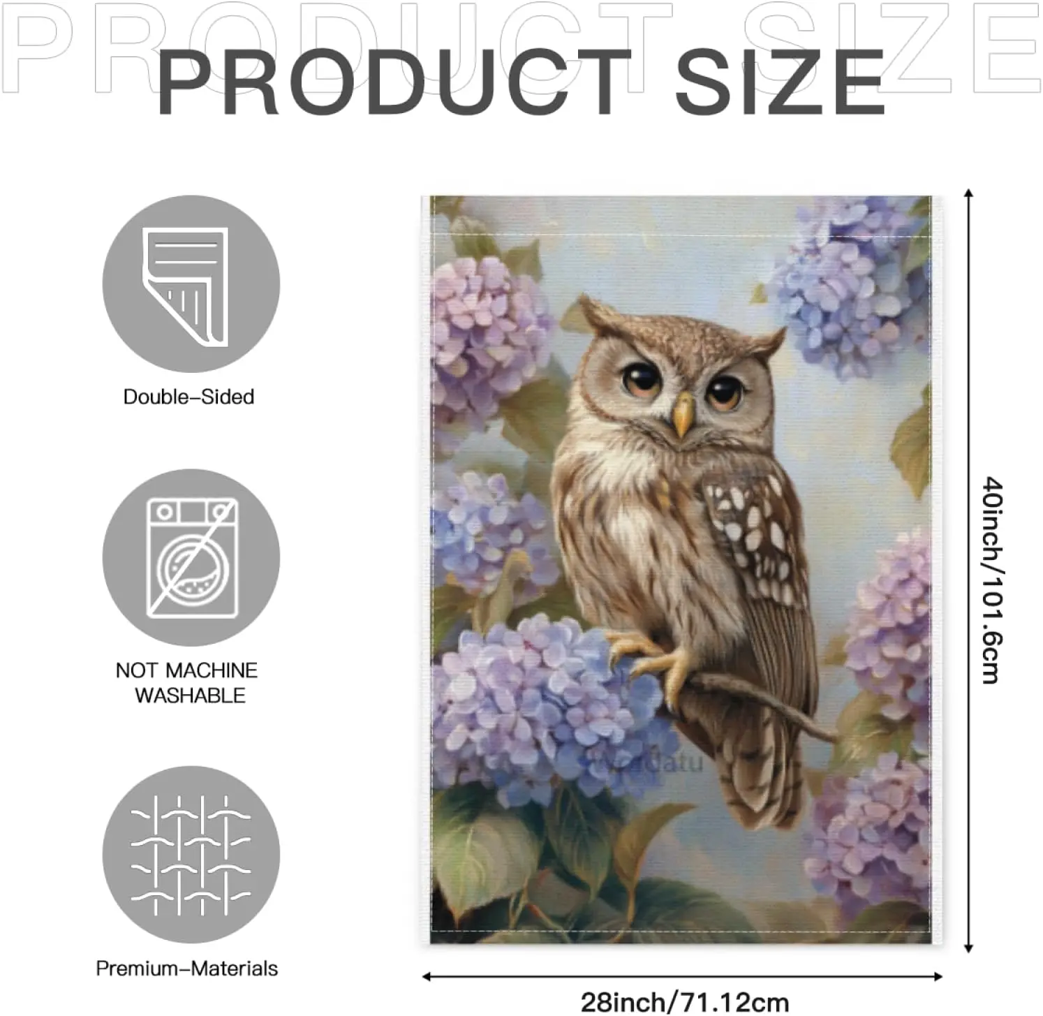 Hydrangea Owl Garden Flag 28x40 Inch Double Side Vertical Burlap Farmhouse Yard Flag Spring Summer Seasonal Outdoor House De ZZM