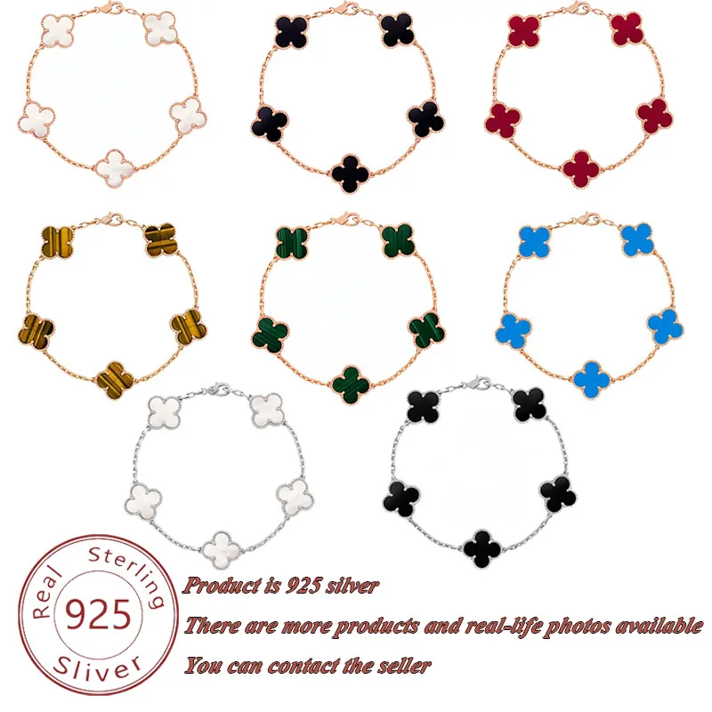 

Original design niche s925 sterling silver four leaf grass bracelet symbolizes beautiful hand rope ins style girl gift
