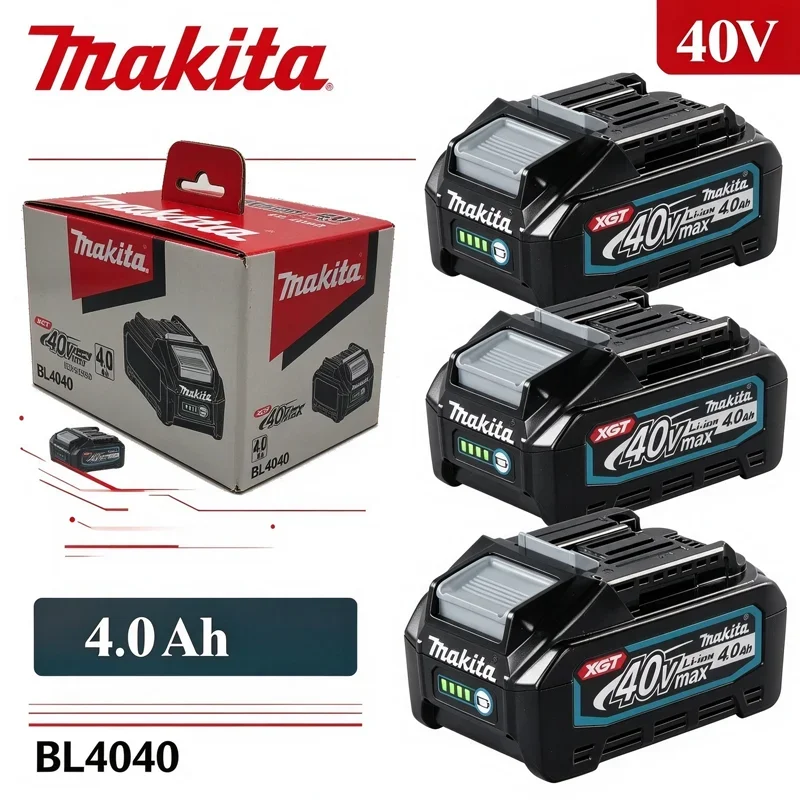21700 Cell Genuine Makita 40V MAX XGT Battery BL4040 4000mAh LED Power Indicator Rechargeable Spare Cordless Power Tools Battery