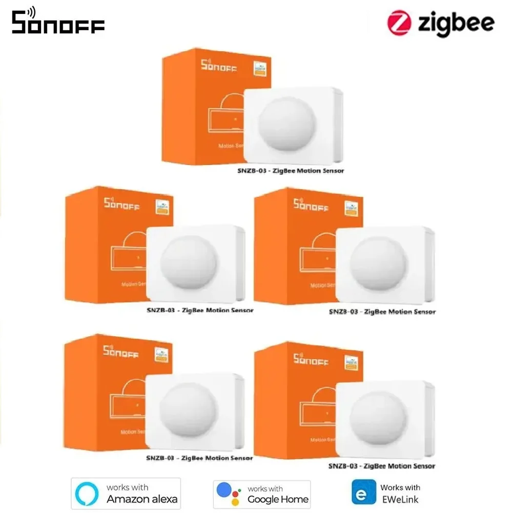 

1-5PCS SONOFF SNZB-03 Zigbee Motion Sensor Human Detector Smart Home Alert Notification Works With ZBBridge Support Google Alexa