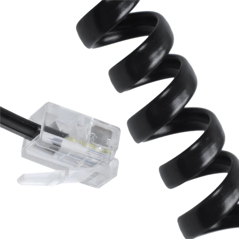 【Last-Chance!】6Pcs 9.3 Inch Black RJ9 Telephone Phone Modem Coil Line Cord Cable