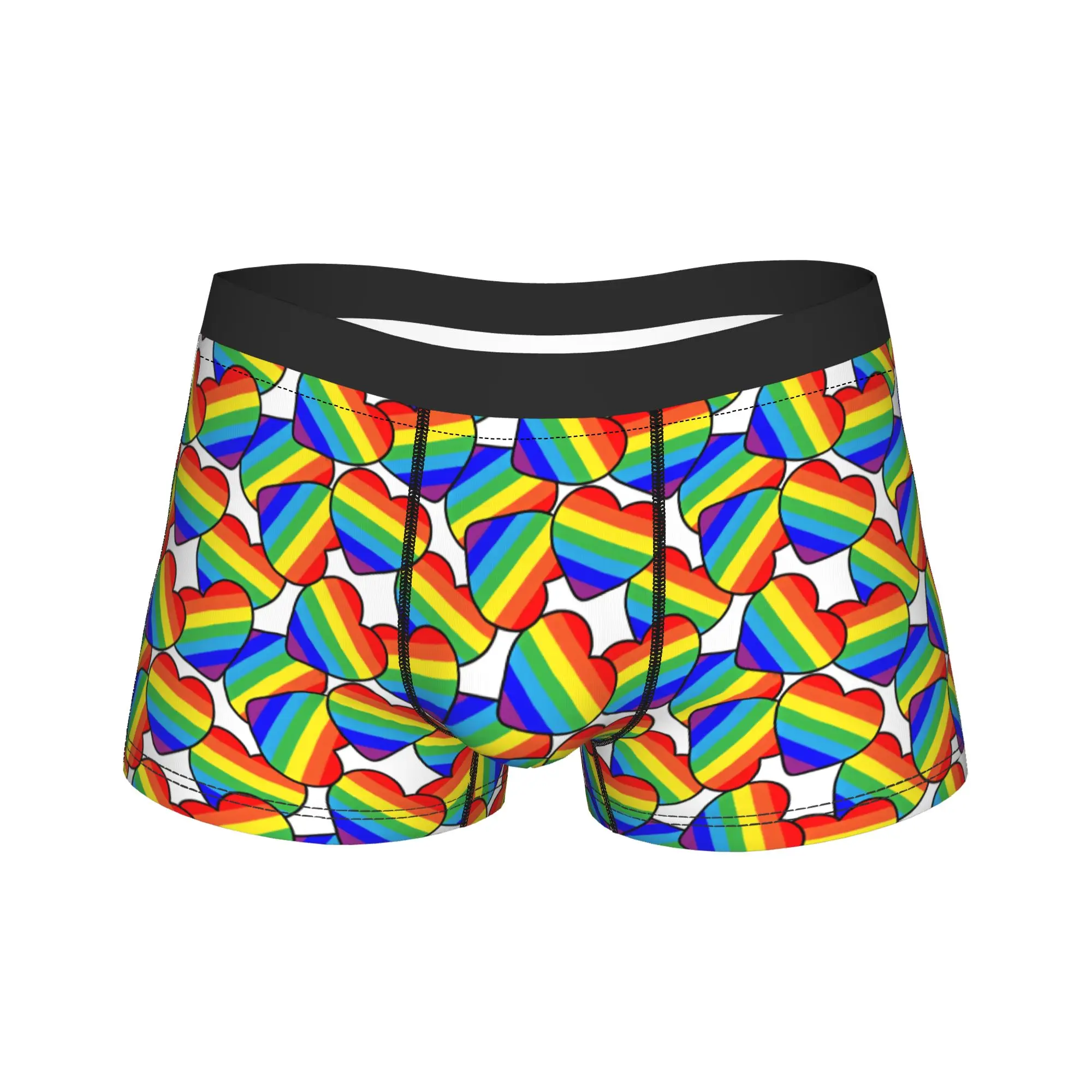 seamless pattern rainbow heart Underwear  Men Panties Printing Novelty Boxer Shorts High Quality Shorts Briefs Large Size