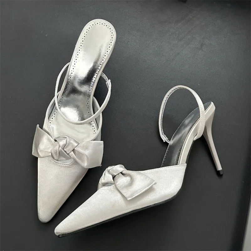 

Aneikeh Summer Fashion Design Butterfly-knot Pointed Toe New Style Thin High Heels Women Pumps Banquet Wedding Female Shoes