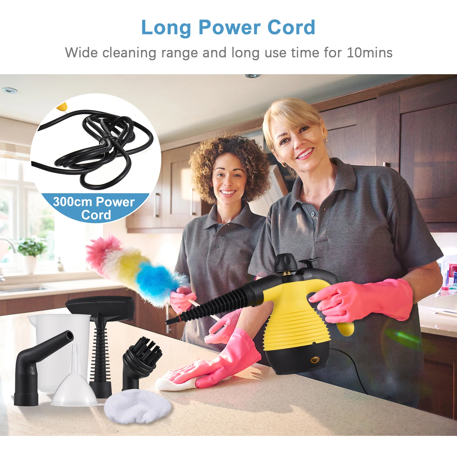 1050W High Temperature Pressurized Steam Cleaning Machine Handheld Steam Cleaner for Home with 9PCS Accessory Steamers Tool