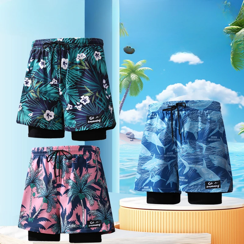 

Speedos, новый быстросохнущий купальник-боксер большого размера, пляжные брюки с горячими источниками, мужские и женские плавки