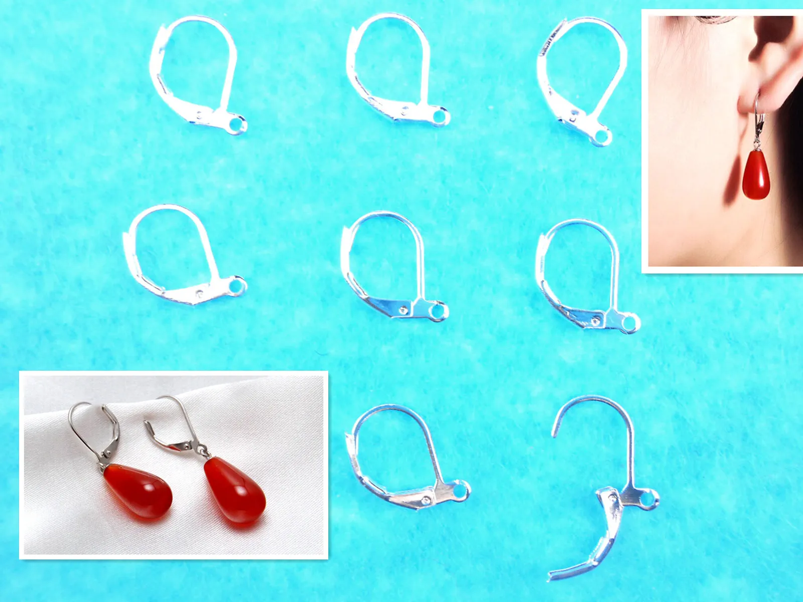 100PCS Fine Jewellery Components Genuine 925 Sterling Silver Handmade Beadings Findings Earring Hooks Leverback Earwire Fittings