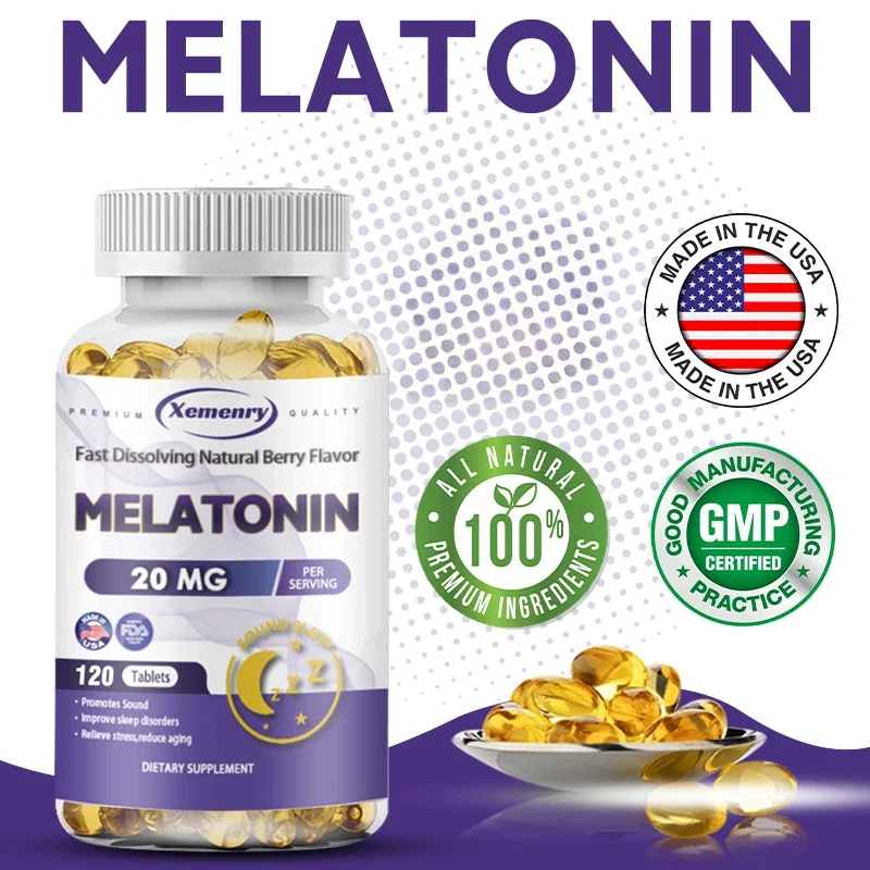 Help You Fall Asleep Faster, Stay Deeper Sleep Longer, and Improve Sleep Quality with Xemenry Melatonin Softgels