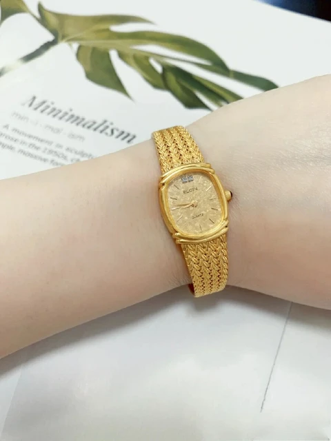 Gold plated diamond woven chain quartz retro small elgin women s watch AliExpress