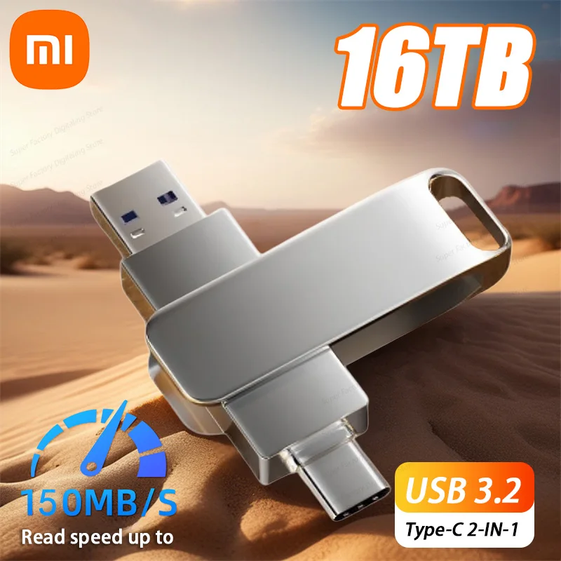 Xiaomi 16TB Flash Drive Usb 3.2 Super High Speed Metal Transfer U Disk Pen Drive 8TB Waterproof Type C Disk SSD USB Drive Disk