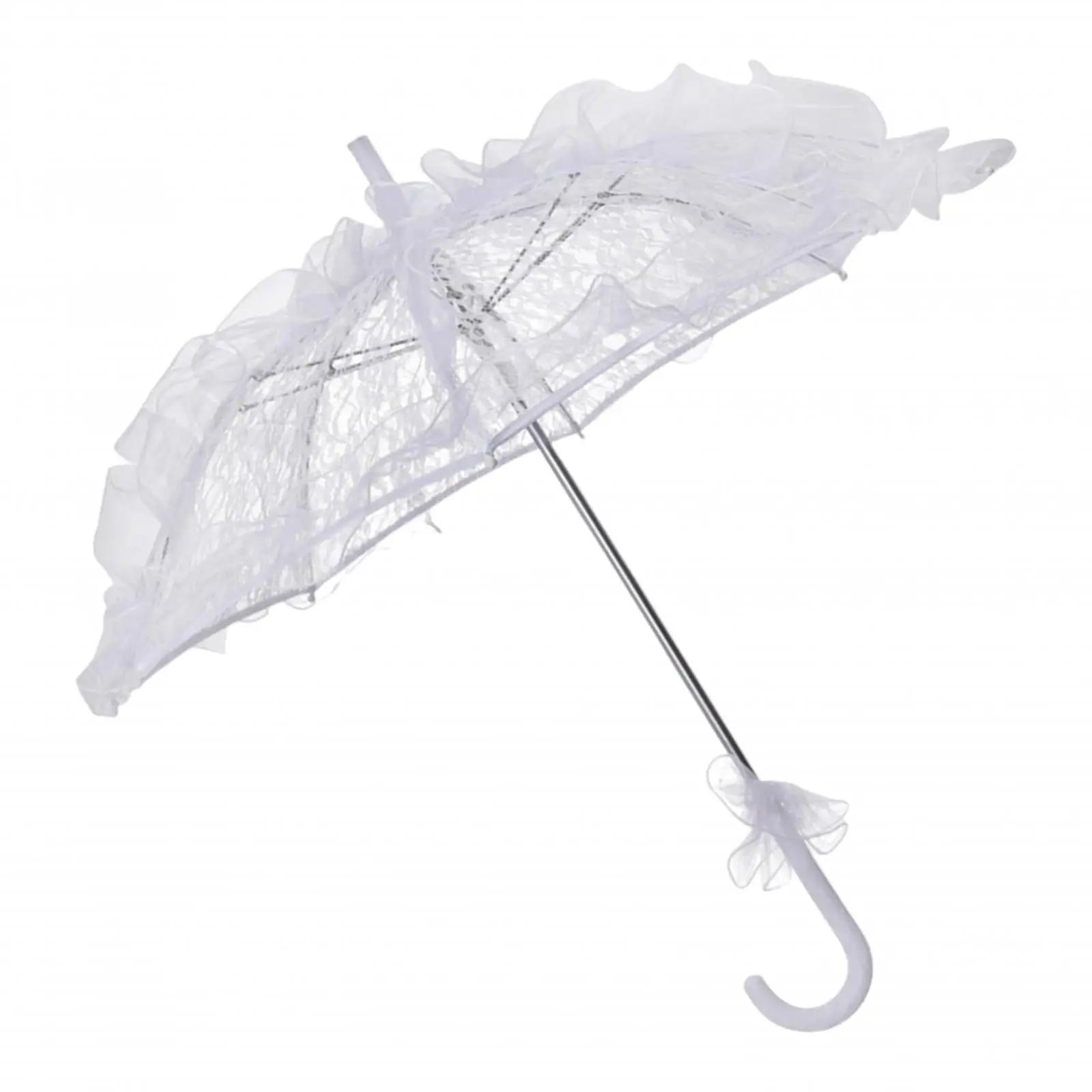 Bridal Lace Parasol Umbrella Metal Handle Wedding Decor Sun Protection Parasol for Women and Photoshoot
